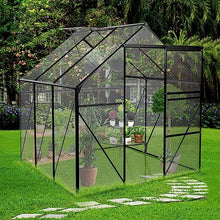 BouPower 6x6 FT Polycarbonate Greenhouse,Aluminum Strudy Walk-in Greenhouses for Outdoor Backyard in All Season, Black