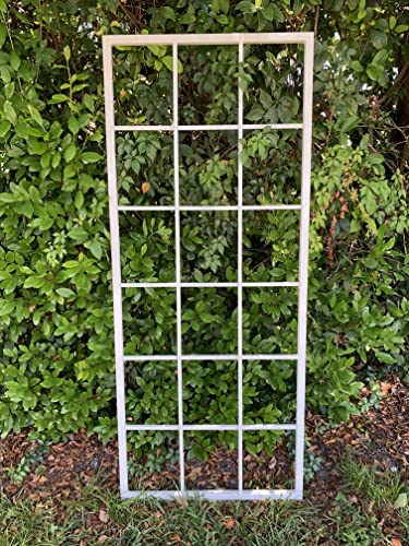 Classic Metal Garden Trellis, White, with 12" Ground Stake, Plant Trellis, All Aluminum, Handmade, 65" x 27", Garden Decor