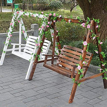 KYTGFH Patio Swing Porch Hang Club Bench Chair,Garden Swing Outside Furniture Outdoor Swing Chair,All Solid Wood Waterproof with Flower Vine Terrace Rocking Chair(Brown Have Flowers)