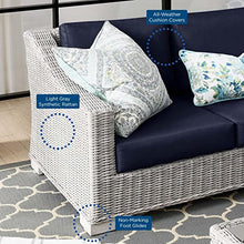Modway EEI-5091-NAV Conway 4-Piece Outdoor Patio Wicker Rattan Furniture Set, Light Gray Navy
