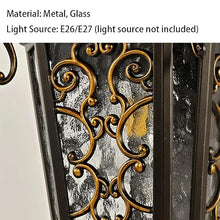 MVUYO Water Ripples Glass Shade Barn Light Fixture Sconces Black Exterior Wall Lantern E27/E26 Socket Lamps for Patio Garage Front Door Entryway Lighting(59 * 21cm)