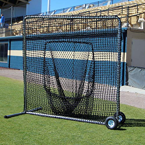 Cimarron Sports Outdoor Practice 7x7#84 Premier Sock Net and Frame with Wheels Black Stainless Steel