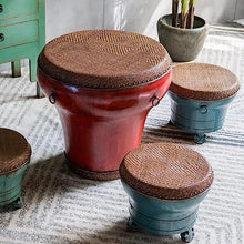 Coffee Table Drum Shaped Coffee Table Side End Table for Living Room Entryway Kitchen Patio Garden Balcony, Retro Wooden Sofa Tables Round Tea Table Decorative Side Table