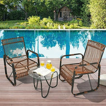 DUYHBAWRS 3PCS Patio Rattan Furniture Set Conversational Sofa Coffee Table Garden