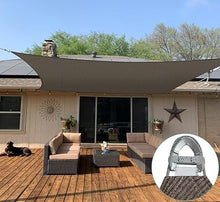 COARBOR Heavy Duty Rectangle Sun Shade Sail 27'x35' with Steel Cable Brown