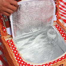 Wicker Picnic Basket Durable Picnic Hamper Set Outdoor Picnic Accessories with Cooler Compartment and Cutlery Does Not Include Knives for Outdoor Picnics