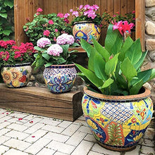 Outdoor Large Flower Pot Villa Garden Ceramic Mosaic Decoration Plant Pot Creative Landscape Potted Vase Plant Container Classical Pots Bonsai Planter Colorful (Sun Flower M)