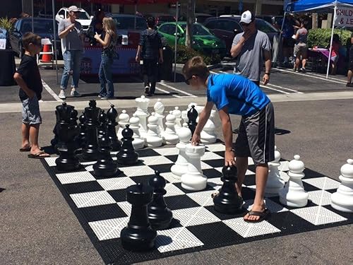 MegaChess 25 Inch Plastic Giant Chess Set with Roll-Up Chessboard Black, White