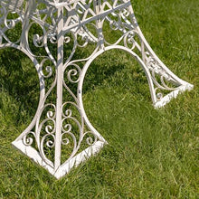 Zaer Ltd. Fancy Eiffel Tower-Inspired Two-Tiered Metal Plant Stand (Antique White, 9 Feet Tall)