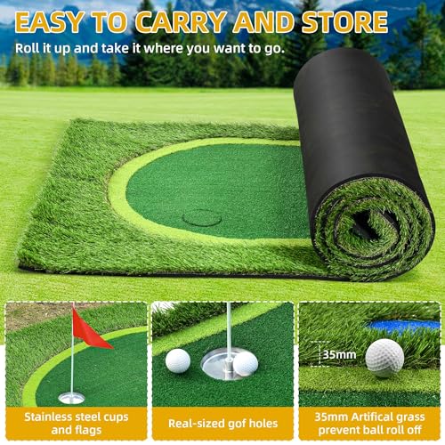 DWVO Golf Putting Green 3.3X10ft Practice Putting Mat Green