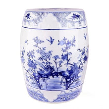 Ceramic Garden Stool Decorative Garden Stools Ceramic Dressing Stool Outdoor Drum Pier Classical Chinese Hand-Painted Blue Flowers And Birds Drum Stool Shower Stool Ornament Garden Stool Ceramic