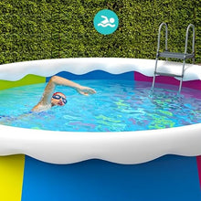 KLKE Inflatable Round Above Ground Swimming Pool Set Blue