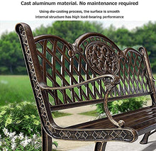 KLYCHF Garden Bench Outdoor Bench Patio Bench Front Porch Furniture Park Terrace Bench Outdoor Bench Weatherproof Cast Aluminum Retro Garden Bench Dec