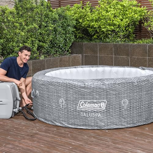 Coleman SaluSpa Sicily AirJet Inflatable Hot Tub Gray Wicker Print