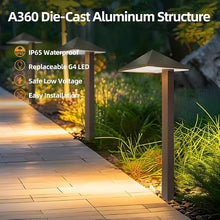 VISTA 4-Pack Low Voltage Landscape Path Lights, Cast Aluminum Landscape Lighting,100FT 14/2 Landscape Wire, Pathway Lights with 1.5W G4 LED Bulb for Outdoor Walkway Yard Garden Driveway