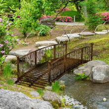 Hassyee Elegant Landscape Bridge with Antique-Inspired Detailing and Secure Side Rails for Stream Transitions, Weather-Ready Arched Bridge with Firm-Footing Base for Flower Bed Crossings