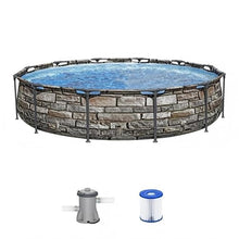 12ft x 30in Round Metal Frame Above Ground Swimming Pool, w/Pump