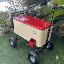 JYXYXSCP 75L Wagon Rolling Cooler Ice Chest, w/Long Handle and 10" Wheels, Patio Beverage Bar Cooler Trolley Ice Chest for Party Cookouts