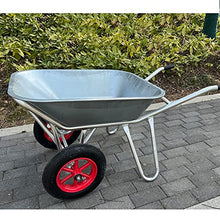 Etlegor Agricultural Wheelbarrow, Galvanized Wheelbarrow 2 Tire Wheelbarrow Dump Cart Perfect for Transporting Sand, Dirt, Garden Waste, Construction Fertilizer Worksite Trolley Tools