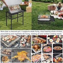 Stainless Steel Rotating Grills,BBQ Charcoal Grills with Storage Tray,Reversible Stainless Steel Grill Net,Drawer Charcoal Basin,Universal Moving Wheels,Grill Whole Chicken,Fish