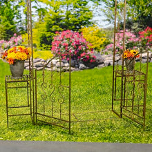 8 Feet Tall Garden Gate Archway with 2 Side Plant Stands Genevieve (Antique Bronze)
