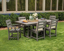 POLYWOOD Lakeside 7-Piece Outdoor Dining Set, All-Weather HDPE Patio Furniture Table and Chairs, Black, Made in USA, Deck, Garden, Poolside