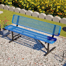 Caforkp 96x96 Metal Picnic Table Blue Mesh Top Outdoor Dining