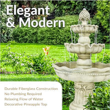 Sunnydaze 51" 3-Tier Large Outdoor Water Fountain, Pineapple Top, Off White