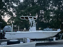 Make A Wake Marine Heavy-Duty Boat T-Top with 5 Rod Holders White Powdercoat w/ Black Canvas