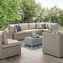 Modway Repose 7-Piece Outdoor Patio Sectional Set Light Gray Beige