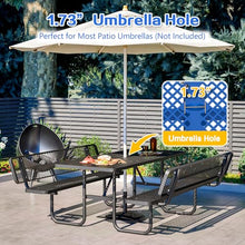 SENPUST 72" Picnic Table with Backrest, Rectangular Metal Picnic Table