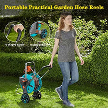 Hose Reel Cart Garden Hose Reels for Outside with Wheels Mobile Garden Hose Cart, Professional Garden Hose Reels, Household Water Pipe Storage Rack, Easy to Install (Color : Blue, Size : Hose Cart+3
