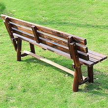 Garden Bench Outdoor Garden Bench Terrace Lounge Seating Anticorrosive carbonized Solid Wood Park Chair Garden Double Chair Lawn Benches with backrests for 2-3 People for Balcony Deck Backyard (150CM