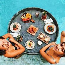 ERoomQ Floating Tray,Water Surface Floating Disc,Floating Serving Tray Table Round with Handles,Swimming Pool Floats for Adults for Food Hot Tub Breakfast,60Cm