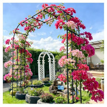 UMJIGF Garden Arch Trellis for Climbing Plants, Rust-Proof Metal Arbor, Galvanized Steel Frame, Wedding Backdrop Stand for Outdoor Ceremony,Black-3.2x0.4x2.4m