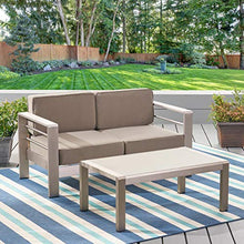 Misc Outdoor Aluminum 2-Piece Set with Cushions by Brown Silver Modern Contemporary Fabric Glass Cushion Included Water Resistant Weather