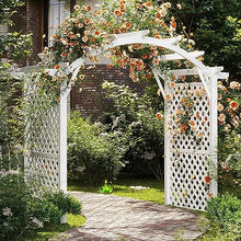 MELPHI Wooden Garden Arch with Gate, Wooden Garden Trellis, Horticulture Garden Arch Arbor for Climbing Planting Plant Stand in Garden Yard Outdoor (Color : White)