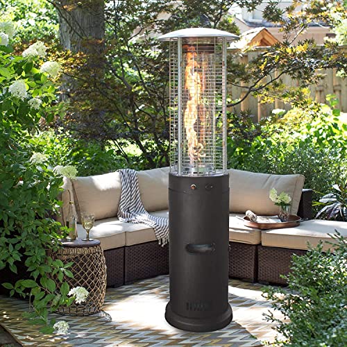 YAOJIA Outdoor Patio Space Heater Patio Heater, Tilt Protection Outdoor Heater, 15KW Gas Propane Heater, Fast Heating Standing Umbrella Heater for Garden, Commercial Home (Color : Black)