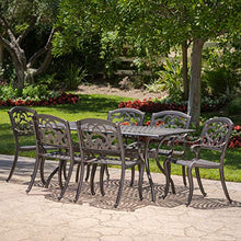 GDF Studio 7 Piece Cast Aluminum Outdoor Dining Set Shiny Copper