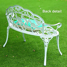 CUTPOIY Park Terrace Bench Garden Leisure seat, Outdoor Porch 100cm Rose Decoration backrest Bench, Anticorrosive cast Aluminum seat for 2 People with Antique Coating, for Patio Balcony Furniture