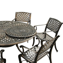 Oakland Living Contemporary Modern Outdoor Mesh Lattice Aluminum 59 inch Bronze Round Dining Set with Lazy Susan and Six Chairs