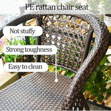 Dalumian 3 Pieces PE Rattan Wicker Chairs with Table, Patio Dining Set with Square Tempered Glass Table and 2 Stackable Rattan Chairs, Outdoor Garden Furniture Sets for Porch Backyard Lawn(D:70cm)