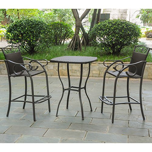 International Caravan 3-Pc Patio Bistro Set in Chocolate Finish