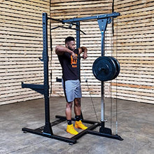 Rugged Strength & Fitness Half Rack with Lat Attachment Black