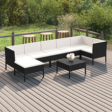 Xinxinxiang 8 Piece Patio Set with Cushions Poly Rattan Black