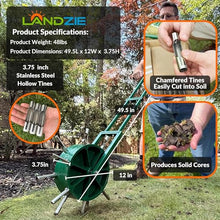 Landzie - Rolling Lawn Aerator Duo, Manual Core Plug Aerator