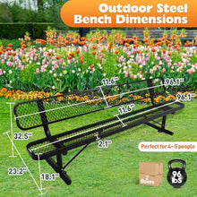 Vraxelor Heavy-Duty Outdoor Metal Bench with Expanded Metal,Outdoor Bench with Backrest for Weatherproof,Outdoor Bench Thermoplastic Coated for Shopping Malls, Stores, Parks, Patios, Decks