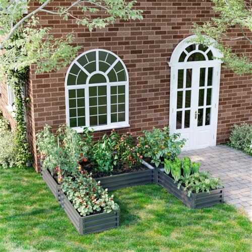 lafengyan Heavy-Duty Steel Raised Garden Bed for Outdoor Vegetable and Flower Planting – Rust-Resistant, Open-Bottom Design with Protective Coating
