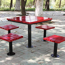 4-Piece Outdoor Table and Bench Set, Weather-Resistant Park seat with Metal Frame and Solid Wood slats, Picnic Table Bench Set for Outdoor Camping Backyard Garden (Without Backrest Combination )