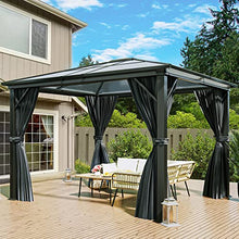 YITAHOME 10x12ft Hardtop Gazebo with Netting and Curtains Aluminum Frame Gray